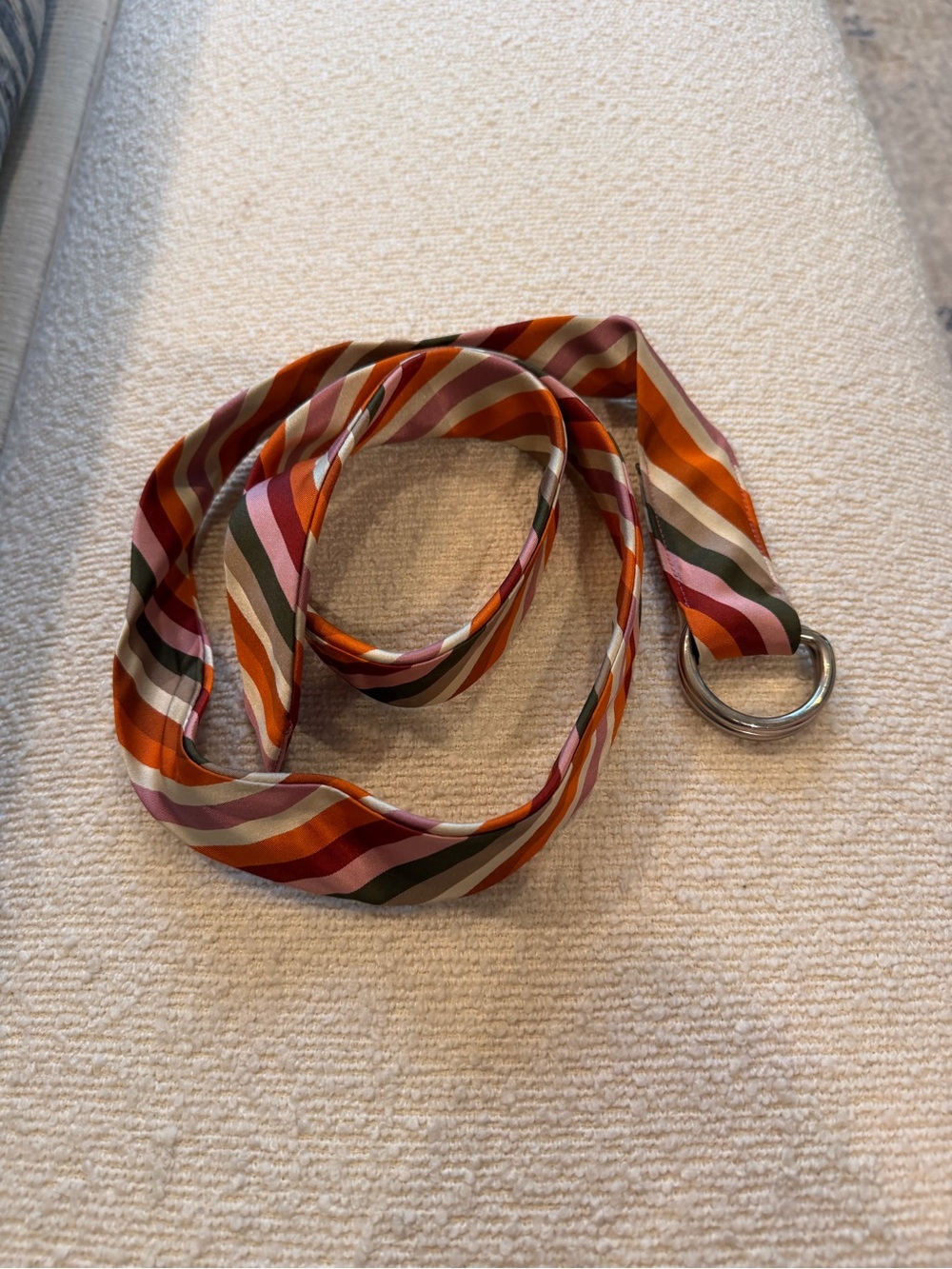 J, Crew Striped Silk Tie-Belt in Orange, Pink & Olive - Women's Accessory silk